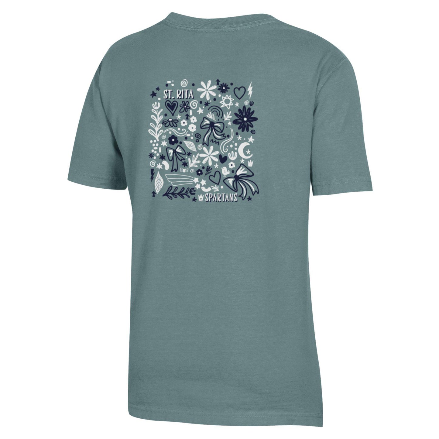 Youth Girls Sea Green Flower Shirt