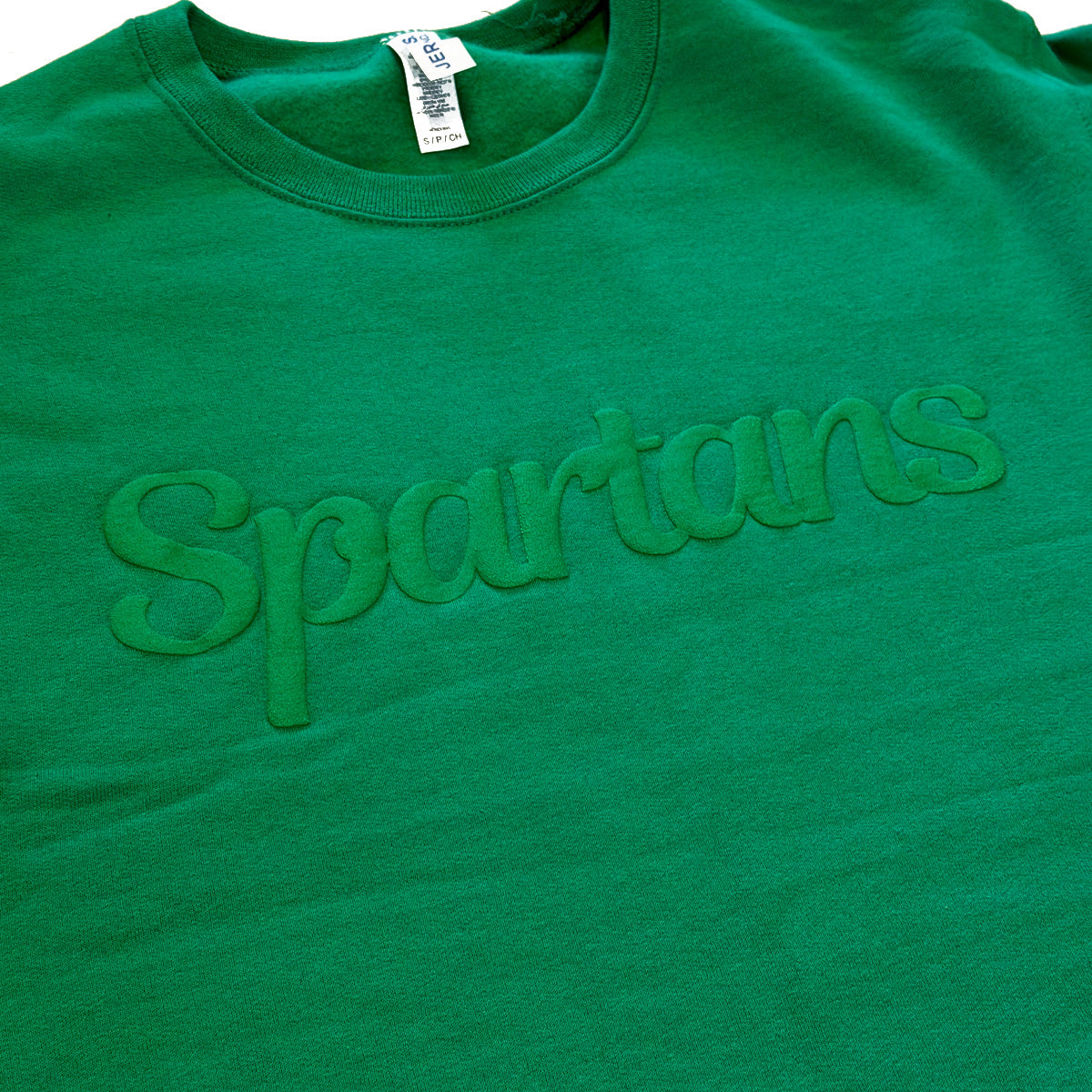 Green Puffy Print Spartans Sweatshirt