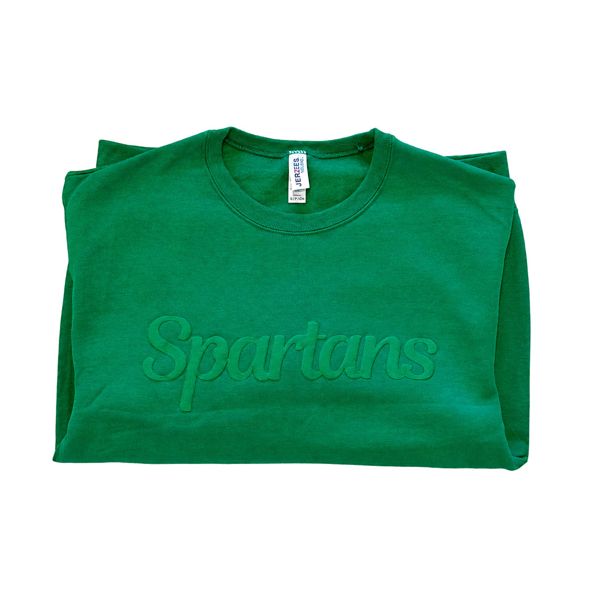 Green Puffy Print Spartans Sweatshirt
