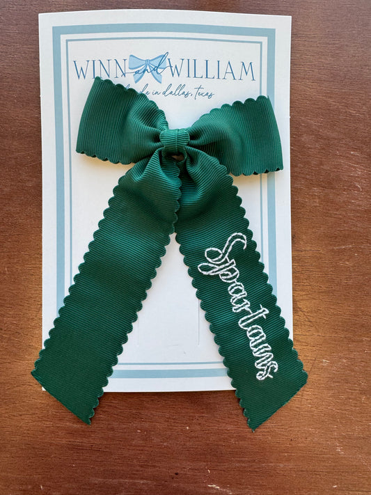 Large Green Bow- Spartans