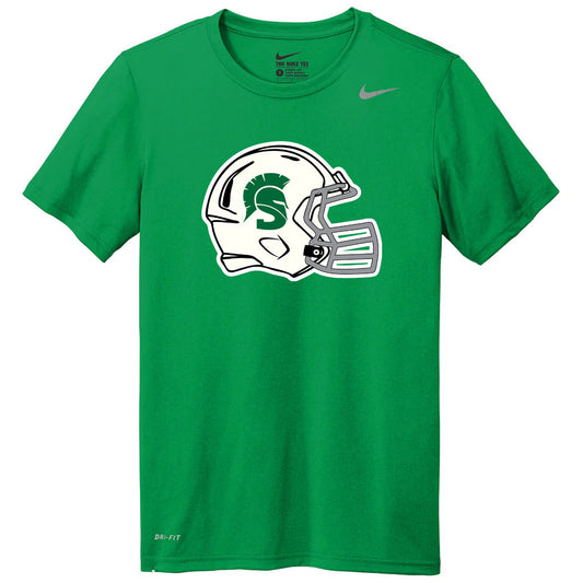 Youth Green St. Rita Spartans Helmet Football Dri Fit Tee