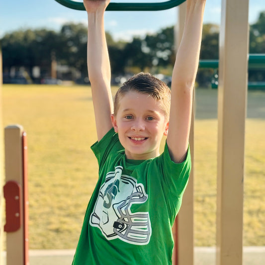 Youth Green St. Rita Spartans Helmet Football Dri Fit Tee